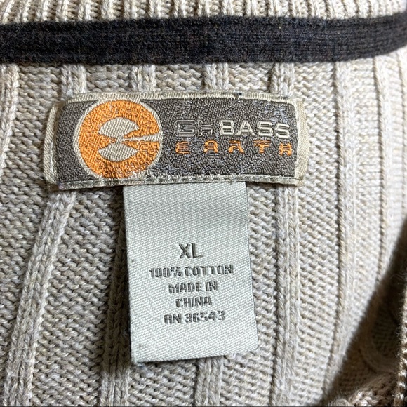 GH Bass Earth 100% Cotton, Half Zipper Front, Ribbed, Sweater. - Picture 13 of 14